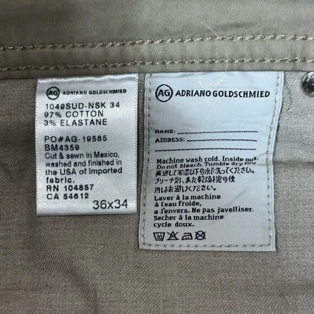 Adriano Goldschmied The Protege Straight Leg Khakis Mens Size 36x31 Jeans